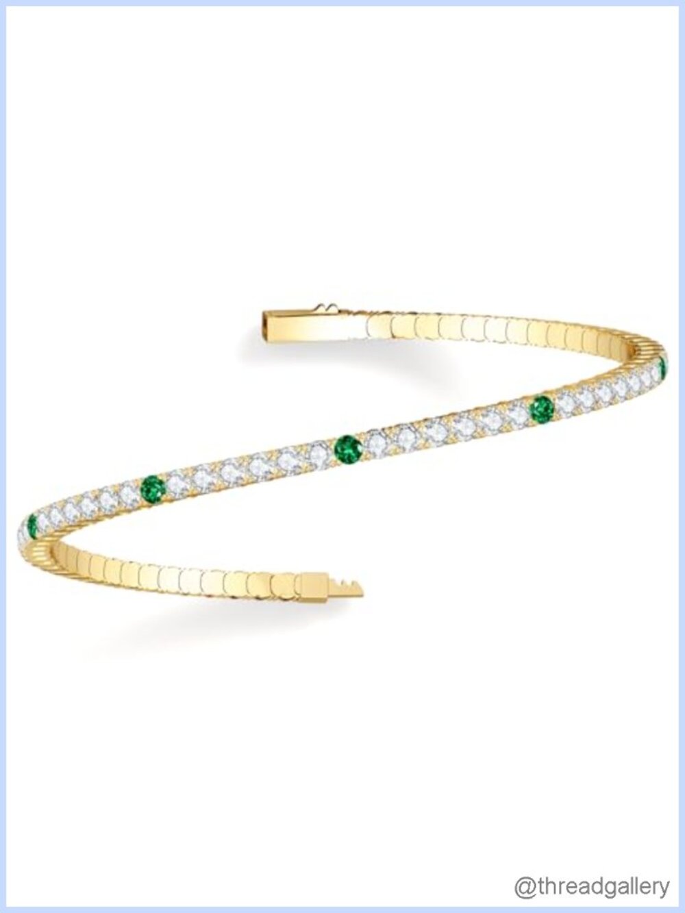 Women's 14K Gold Plated Tennis Bangle Bracelet Non Tarnish Flexible